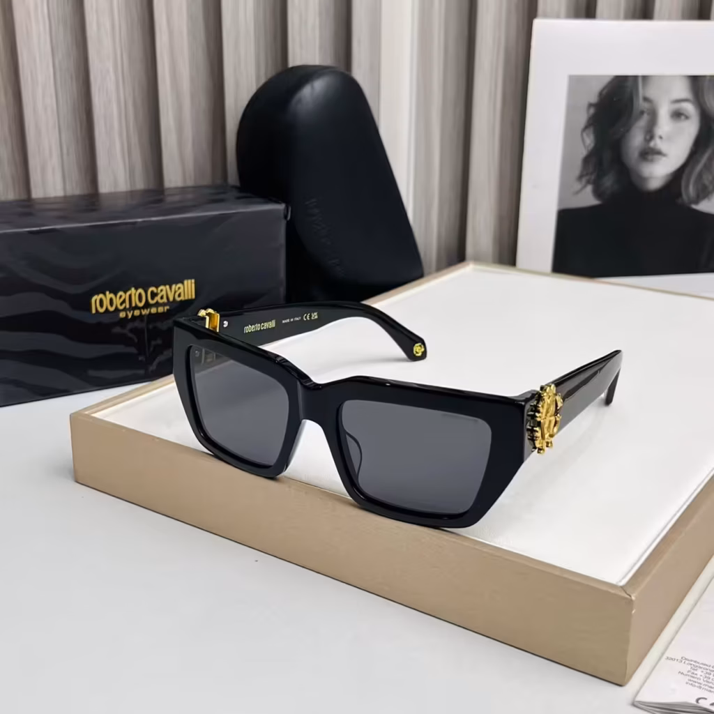 Roberto Cavalli Bold Black Square Sunglasses