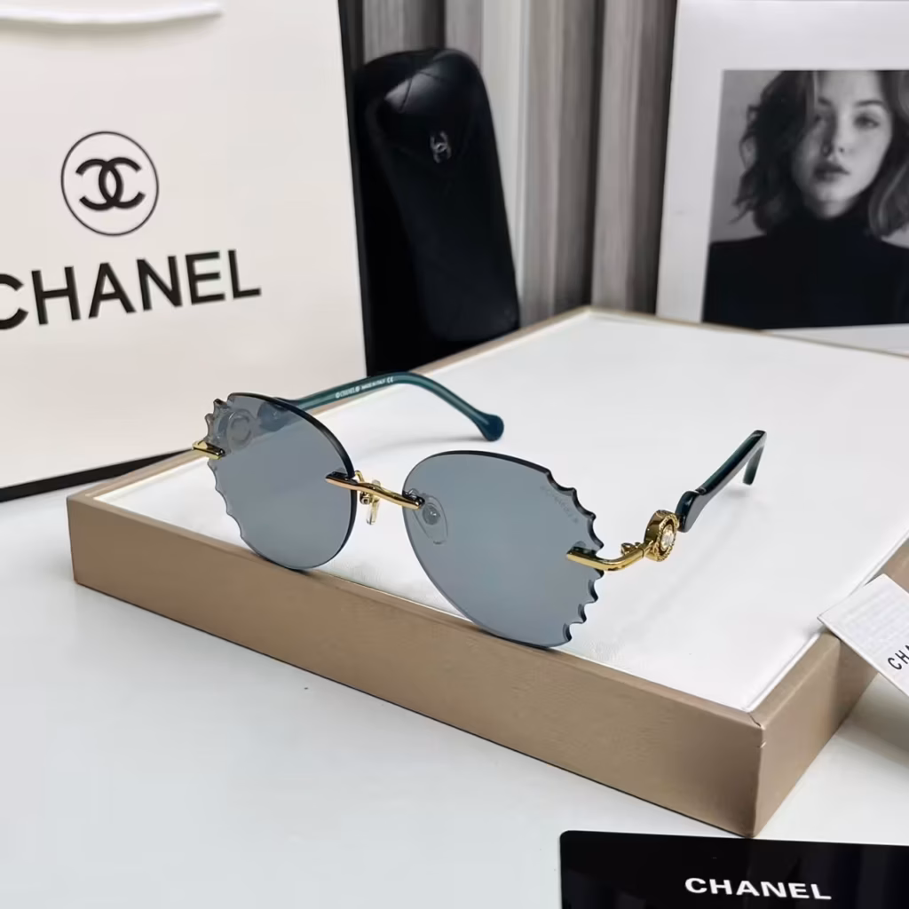 Chanel Scalloped Rimless Sunglasses