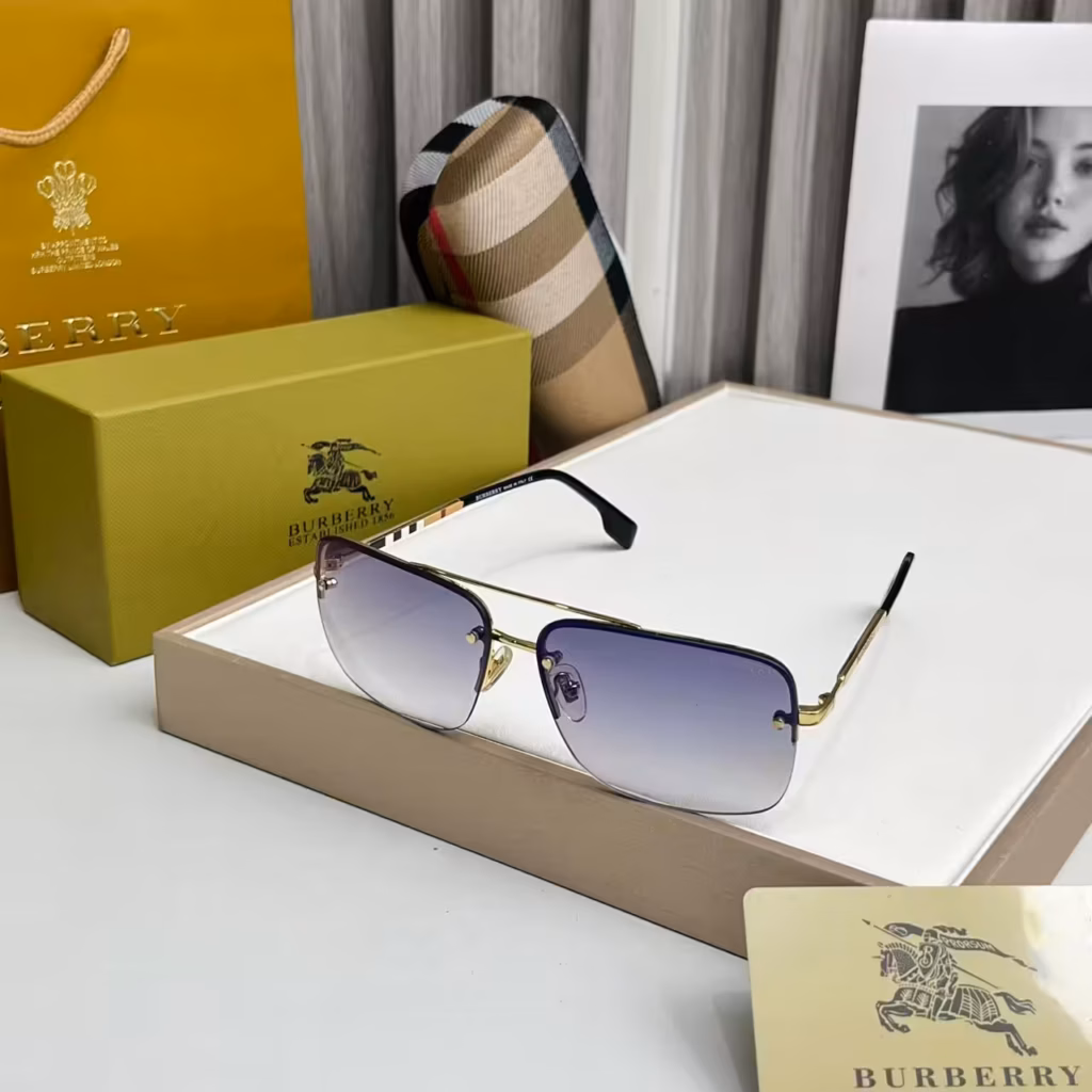 Burberry Rimless Square Gradient Gold Sunglasses