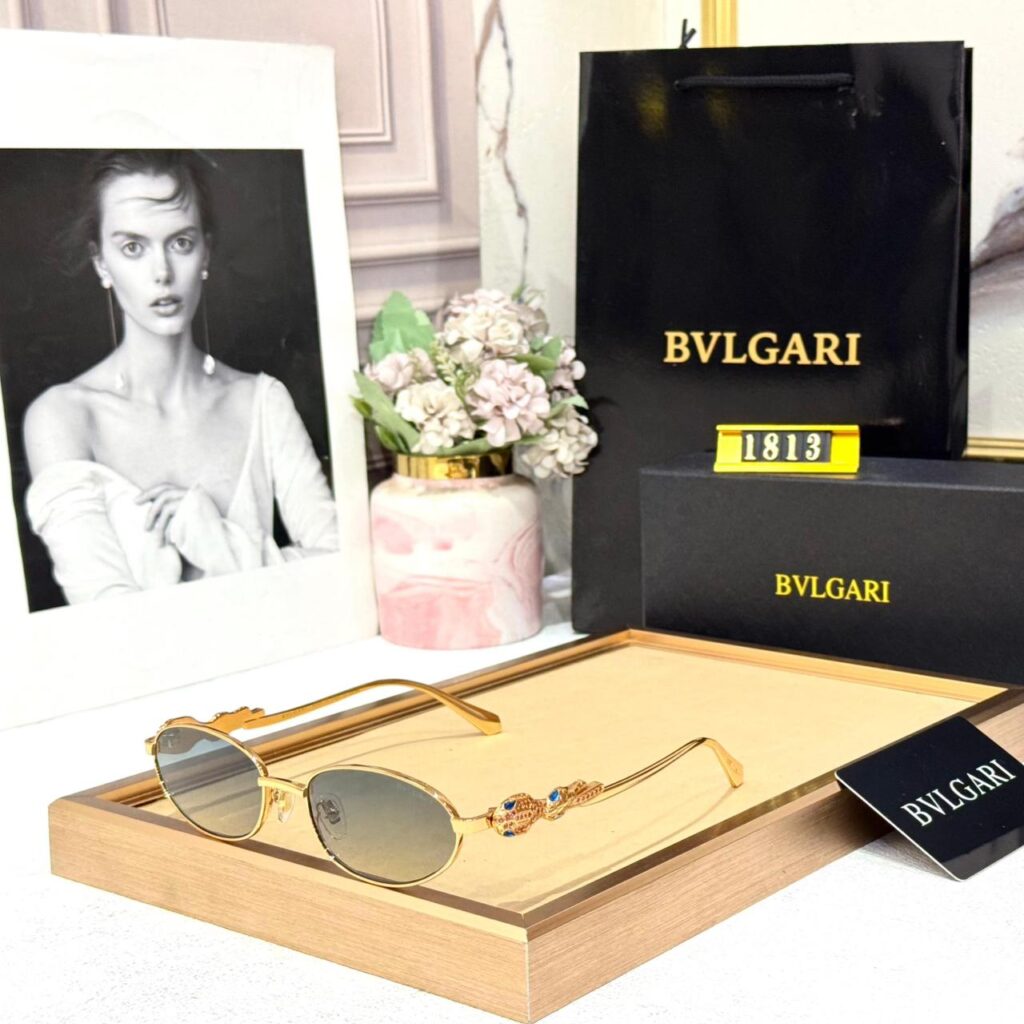 Bvlgari Serpenti Gold Metal Oval Frame Women’s Sunglasses