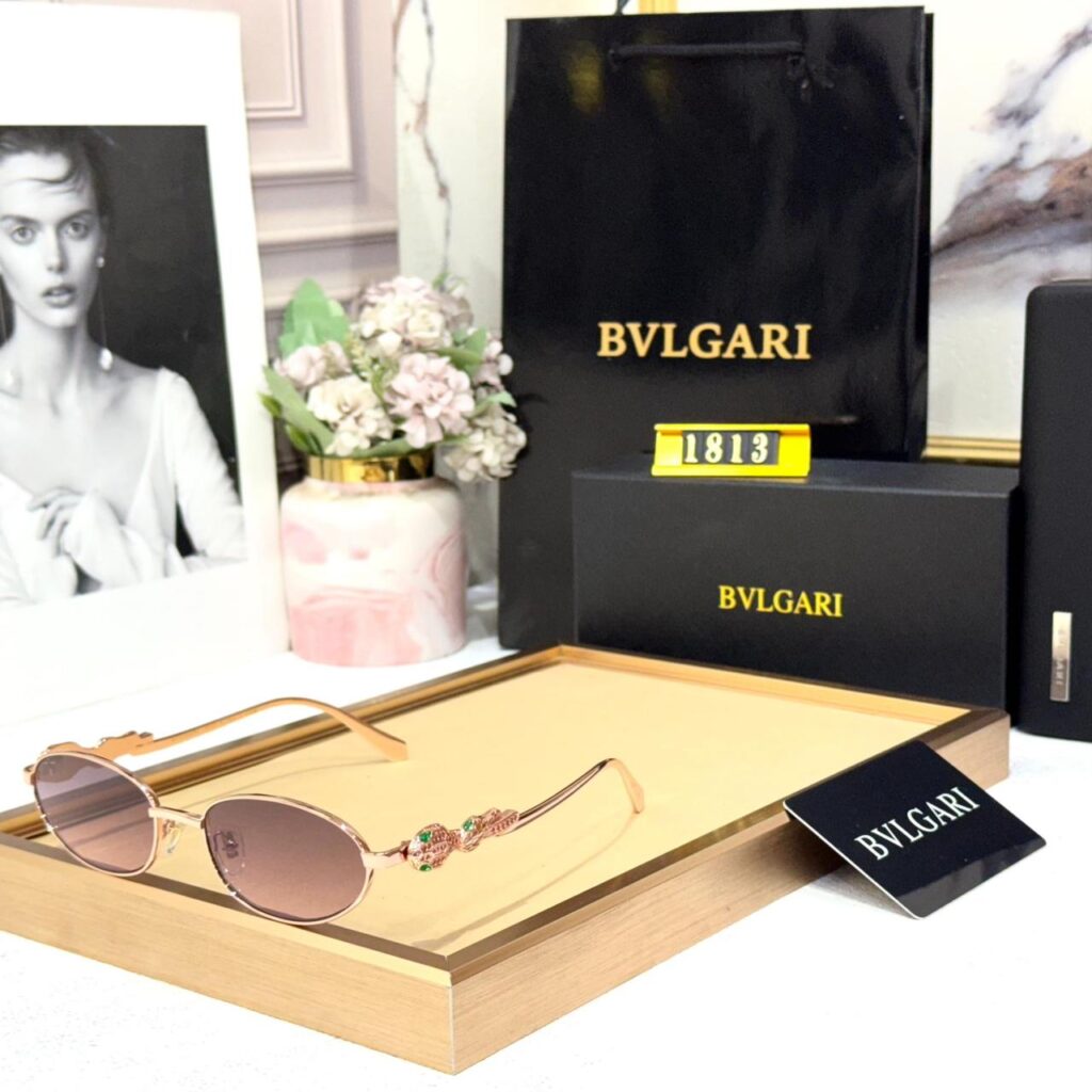 Bvlgari Serpenti Gold Metal Oval Frame Women’s Sunglasses