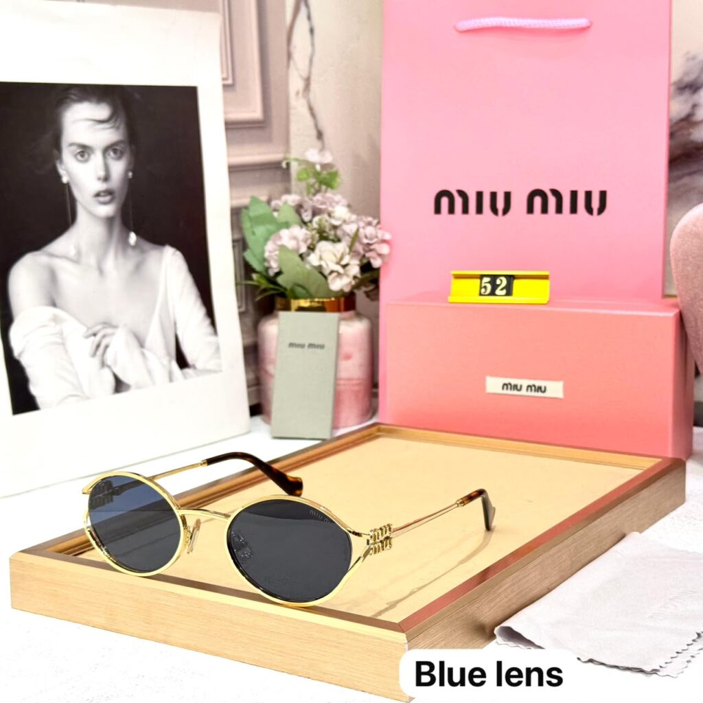 Miu Miu Oval Blue Lens Women’s Premium Sunglass